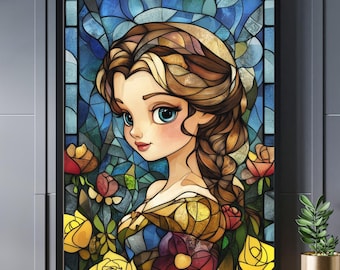 Stained Glass Belle Jigsaw Puzzle: Beauty and the Beast, Wooden Puzzle