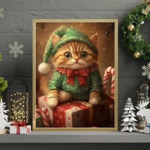 Christmas Elf Persians Cat Jigsaw Puzzle 300/500/1000 Piece - Fun X-mas Holiday Puzzles for Pet-Loving Family in Christmas