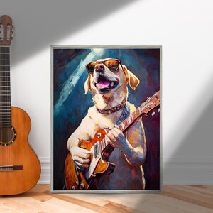 Labrador Rock Star Jigsaw Puzzle: Musician Dog Playing Guitar