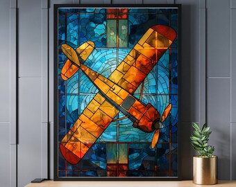 Stained Glass Plane Jigsaw Puzzle 300/500/1000 Piece