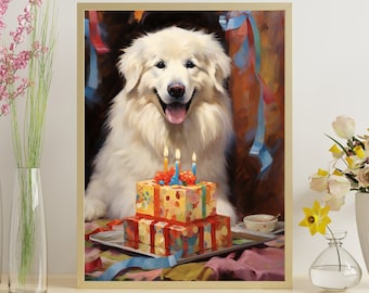 Birthday Great Pyrenees Jigsaw Puzzle 300/500/1000 Piece - Celebrate with a Great Pyrenees Birthday Present and Gift