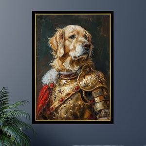 Golden Retriever Knight Jigsaw Puzzle 300/500/1000 Piece - Pet Knight Portrait Gift for Golden Retriver Owner (II)