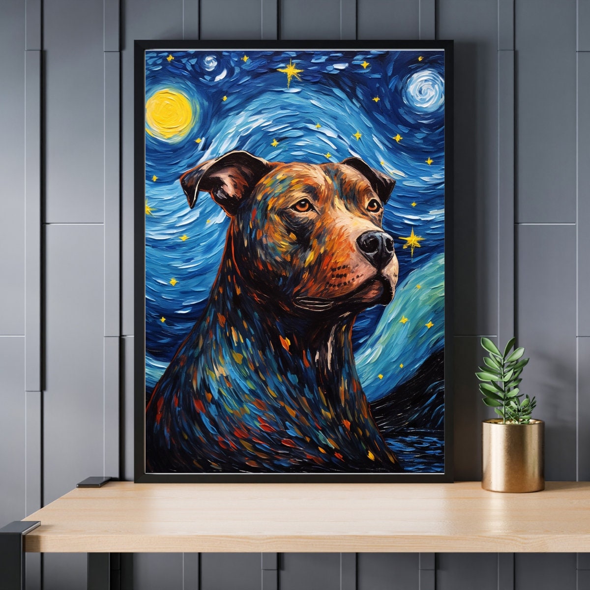 Stained Glass Pit Bull Jigsaw Puzzle - 300/500/1000 Piece Wooden Art Puzzle