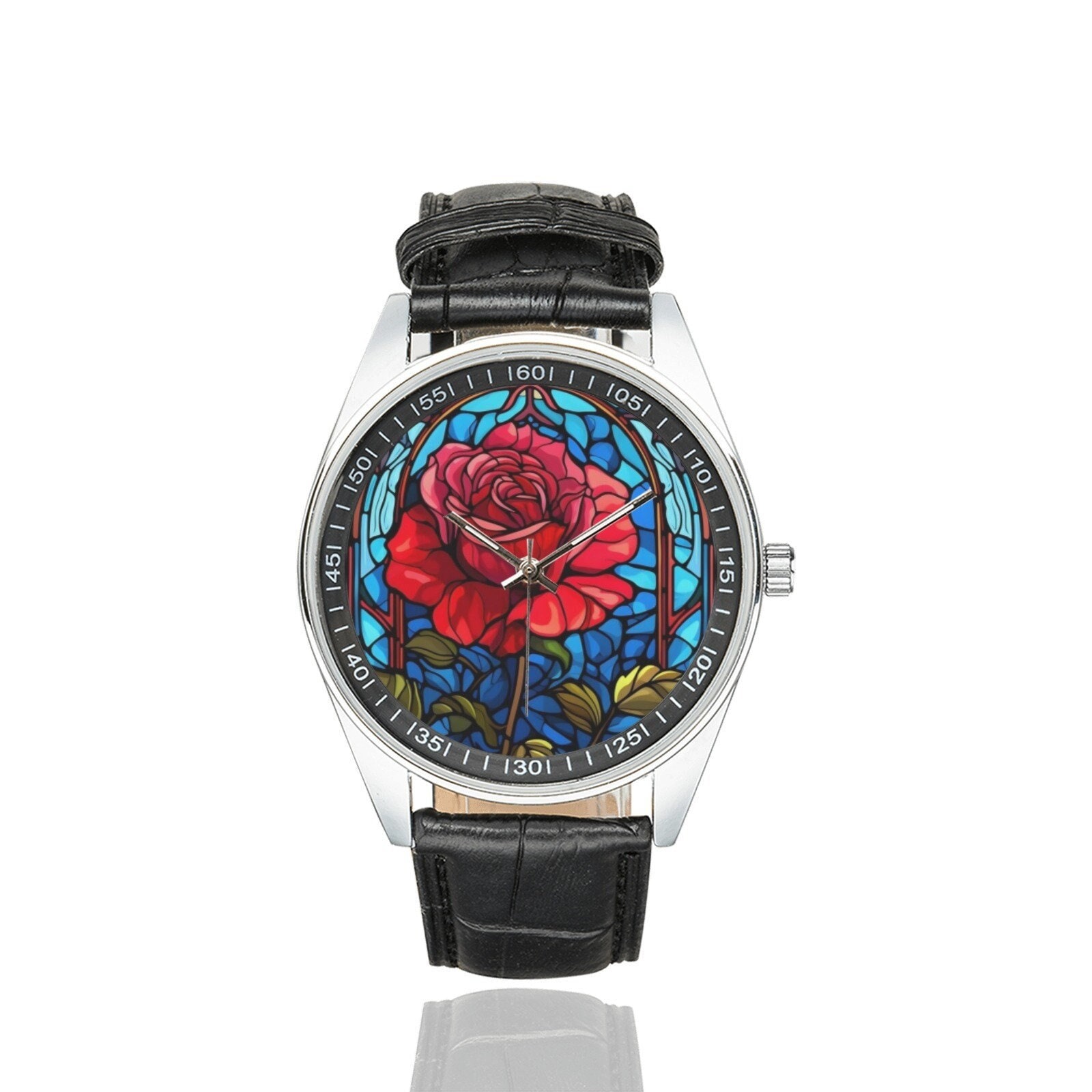 Women\'s Floral Gray/Rose Crystal Lens Smooth Leather Strap Buckle Closure Watch Time and Tru Women main image 2