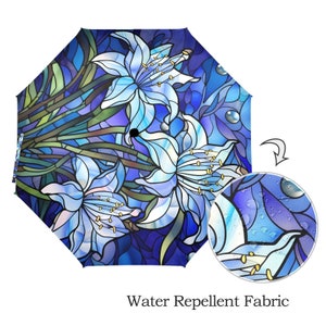 Glasmalerei-Monsoon-Lilien-Taschenschirm - Auto Open & beidseitig bedruckt