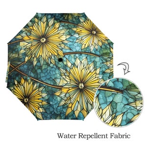 Stained Glass Dandelion Folding Umbrella - Auto Open & Both Sides Printed