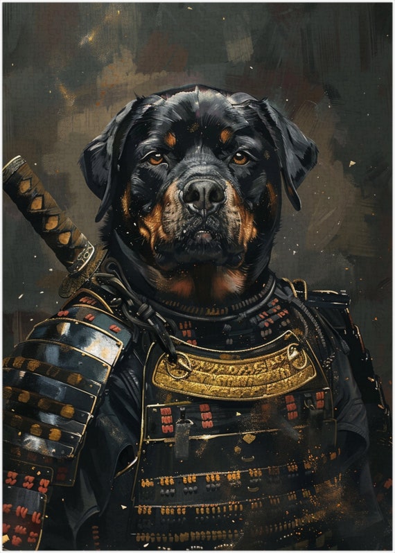 Samurai Rottweiler Jigsaw Puzzle: Japanese Warrior Dog Portrait - Etsy