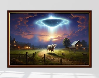 UFO Kuh Entführung Jigsaw Puzzle 300/500/1000 Teile