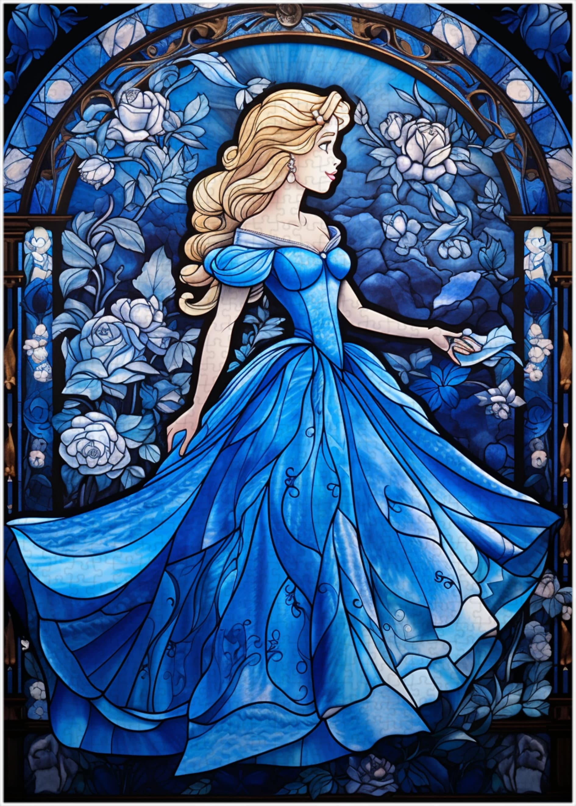 Stained Glass Princess Cinderella Jigsaw Puzzle 300/500/1000