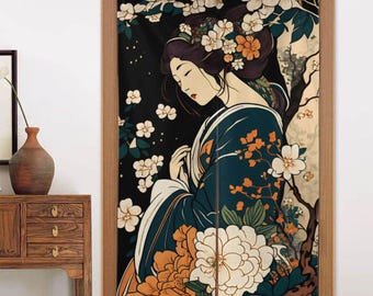 Japanese Geisha Ukiyo-e Doorway Curtain (86×143cm)