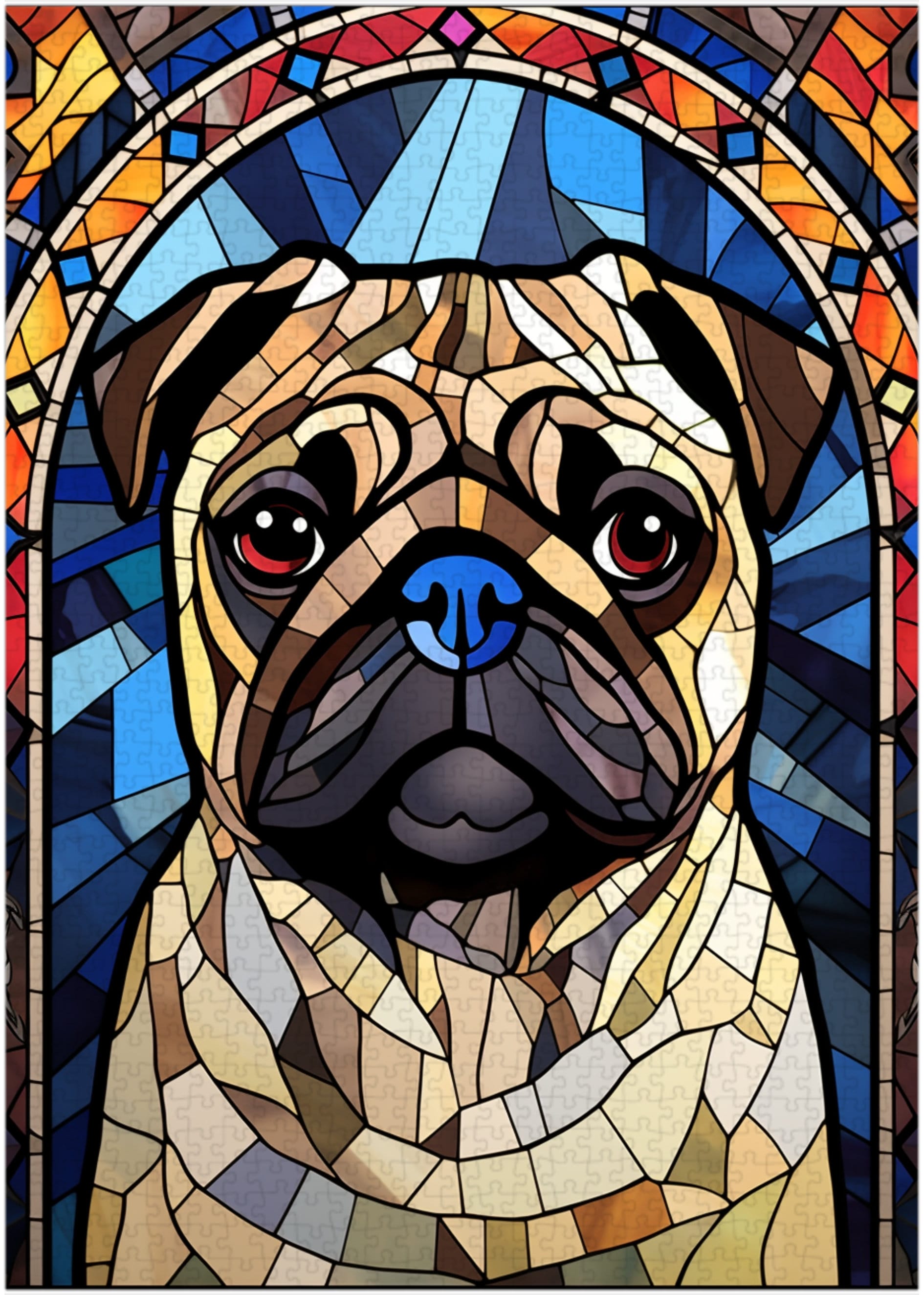 Stained Glass Pug Jigsaw Puzzle 300/500/1000 Piece Etsy