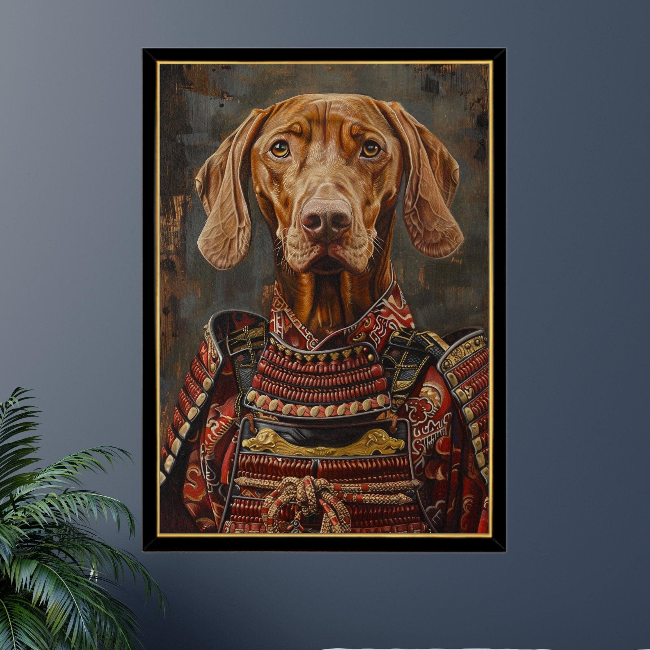 Samurai Vizsla Jigsaw Puzzle 300/500/1000 Piece - Japanese Warrior Portrait Gift for Vizsla Owner