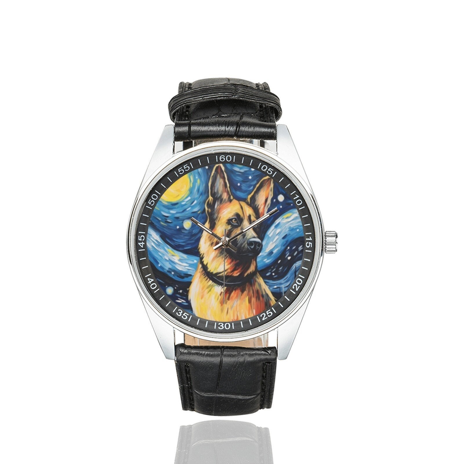 Starry Night German Shepherd Watch With Black Leather Band Watches for Men and Women Perfect Gift for German Shepherd Lovers Etsy