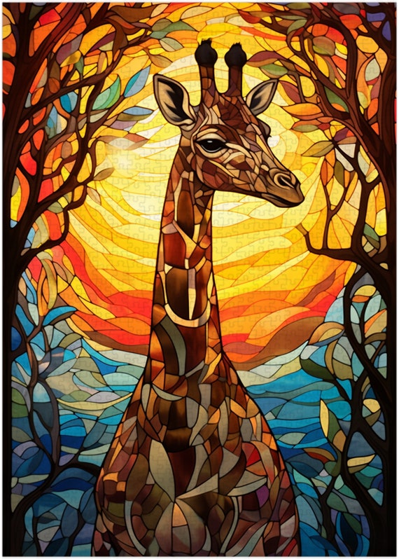 KLAUS BAAPANEMI Masai Giraffe 限定版 Stained Glass Masai Giraffe Jigsaw Puzzle 300/500/1000 Piece - Etsy