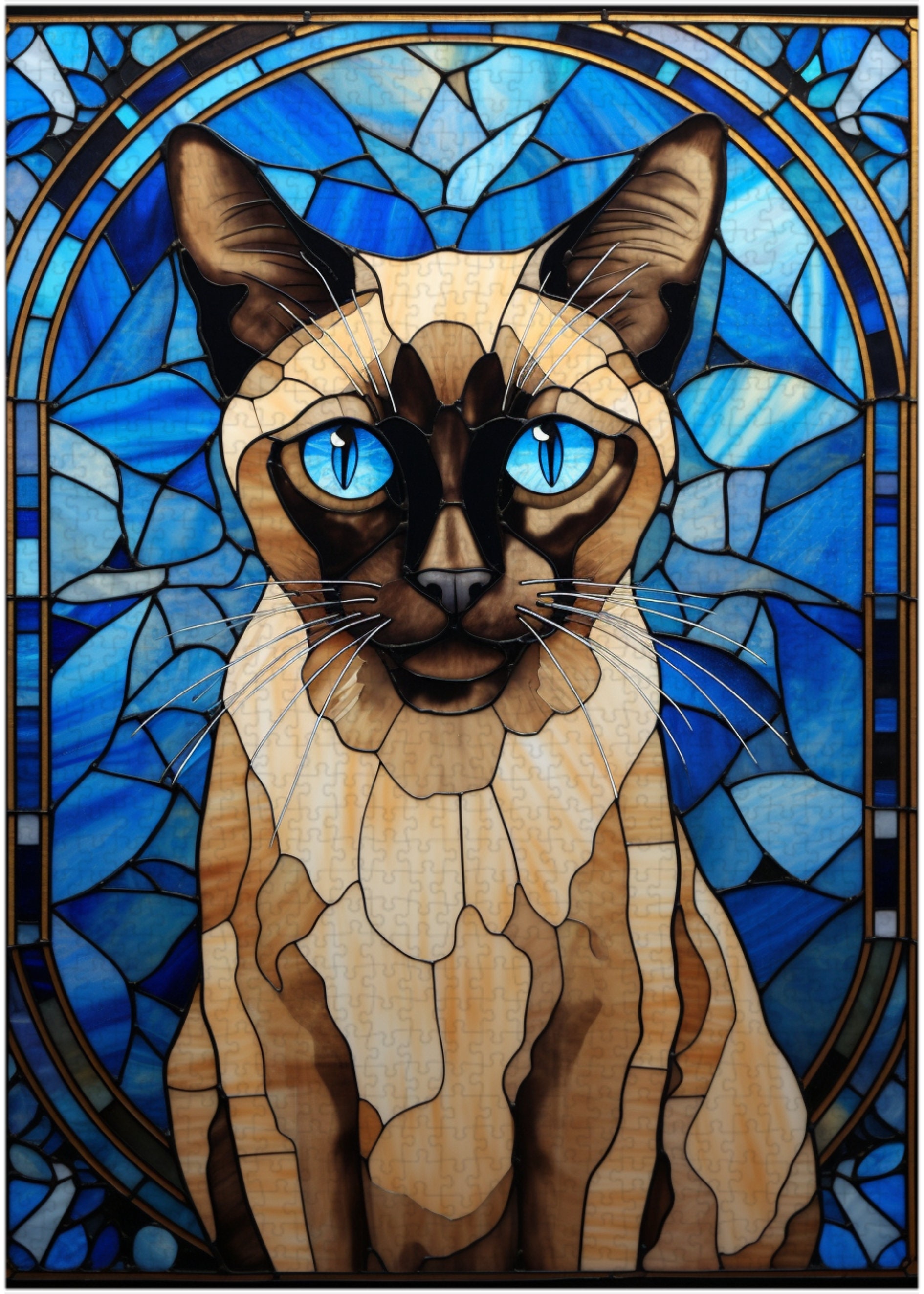 Stained Glass Siamese Cat Jigsaw Puzzle 300/500/1000 Piece