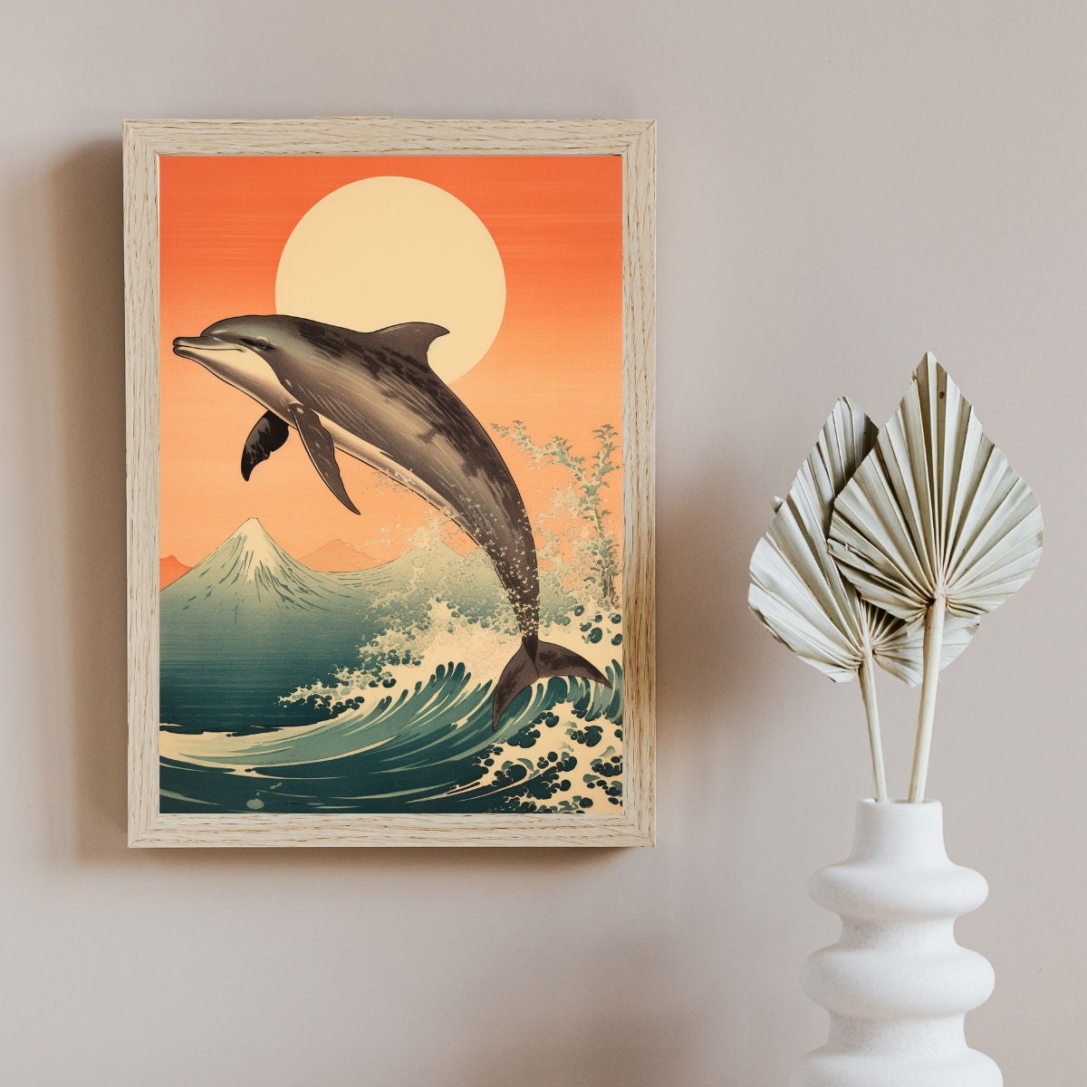 Ukiyo-e Dolphin Japanese Print Jigsaw Puzzle 300/500/1000