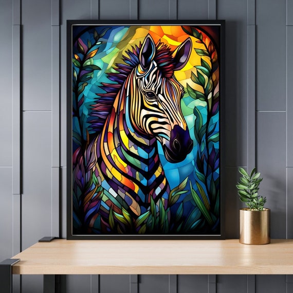Stained Glass Zebra Jigsaw Puzzle 300/500/1000 Piece - Etsy