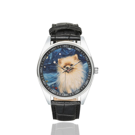 Buy Starry Night German Spitz Watch With Black Leather Band