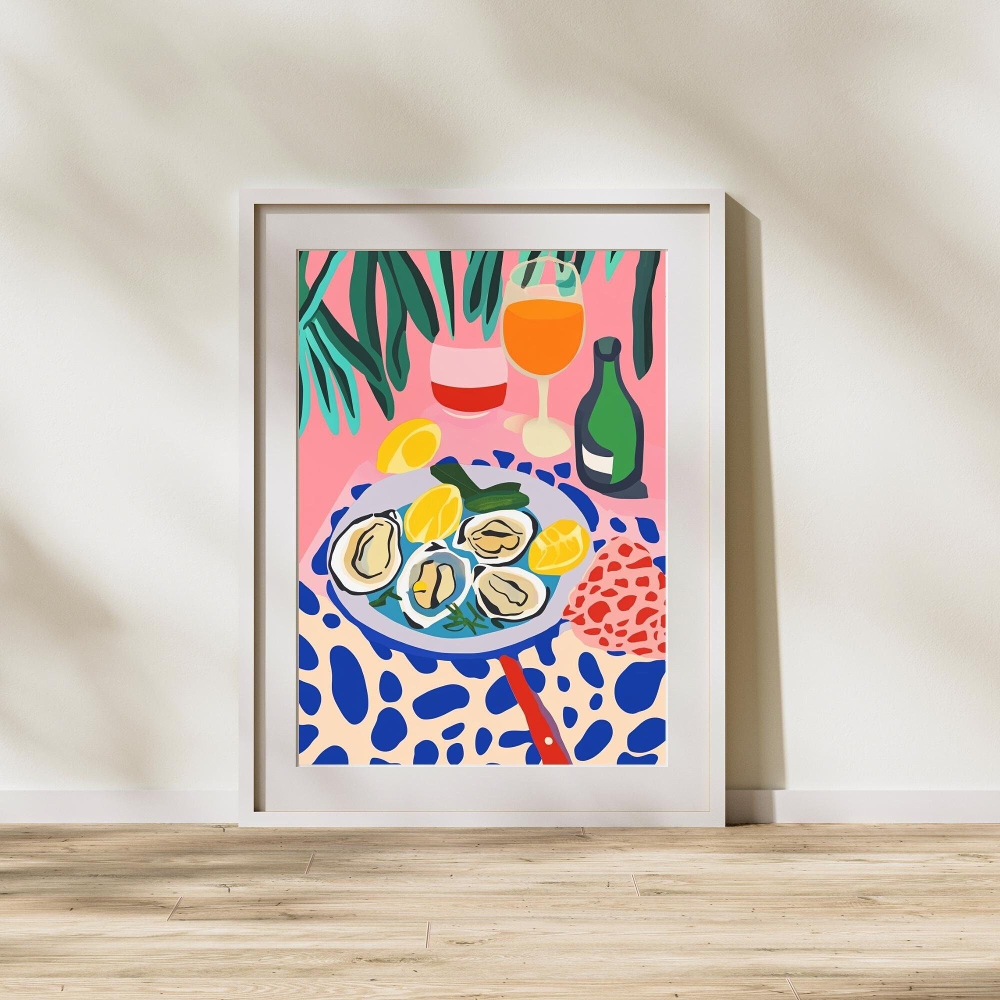 Maximalist Oysters Meal Jigsaw Puzzle 300/500/1000 Piece, Henri Matisse Art Style Dopamine Decor Oysters Puzzles