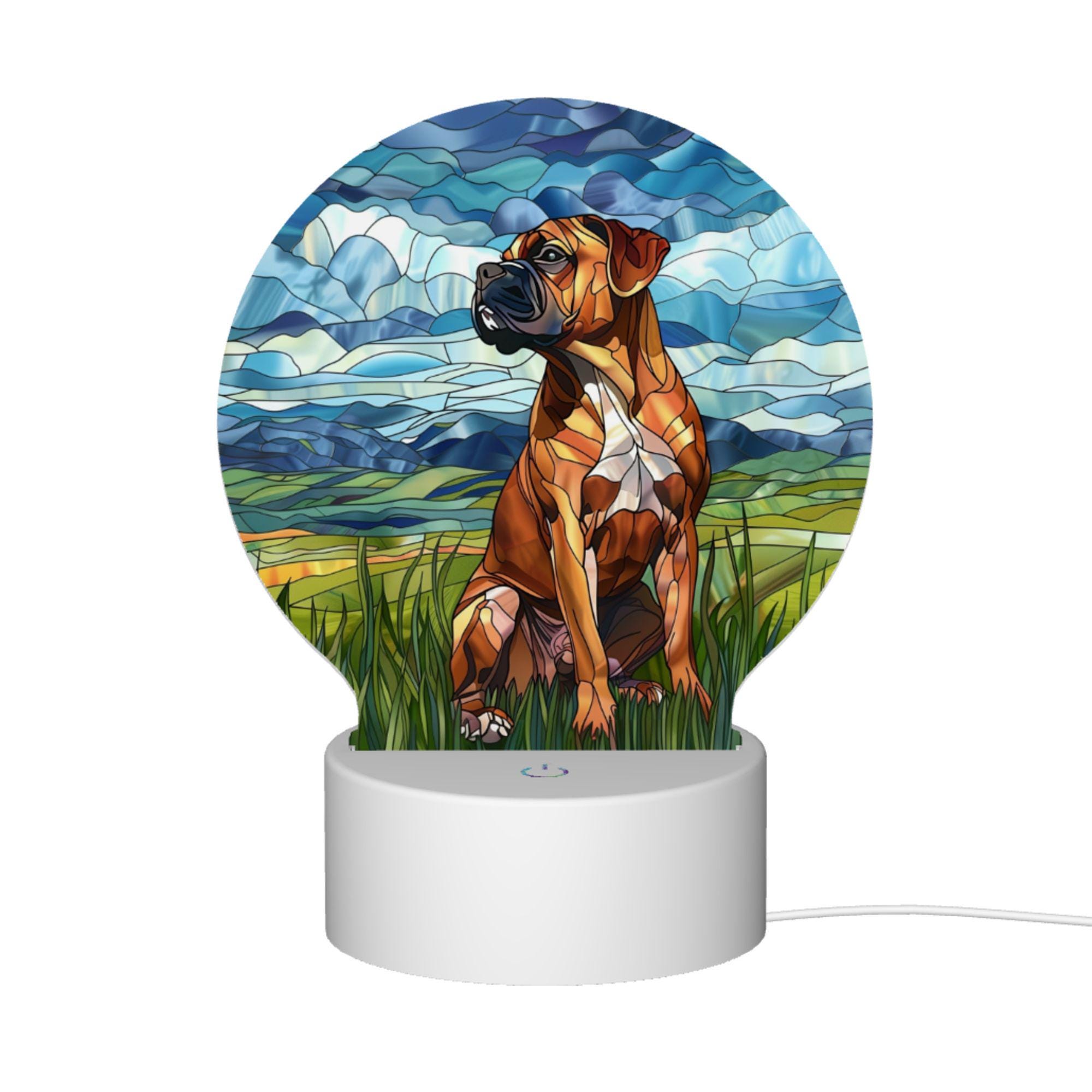 Stained Glass Style Dog Night Light – Handcrafted Resin Lamp For Corgi, Schnauzer, Dachshund, Pug, Boxer & French Bulldog Lovers (8" Tall, USB Powered)