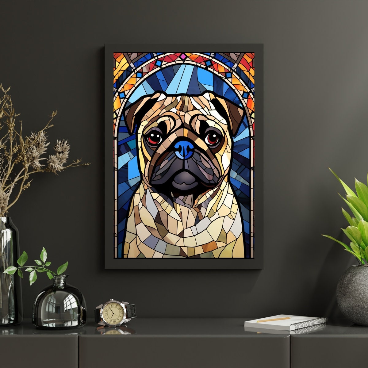 Stained Glass Pug Jigsaw Puzzle 300/500/1000 Piece Etsy