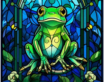 ステンドガラスのパネル葡萄ぶどう　カエル蛙 ステンドガラスのパネル葡萄ぶどう カエル蛙 - メルカリ