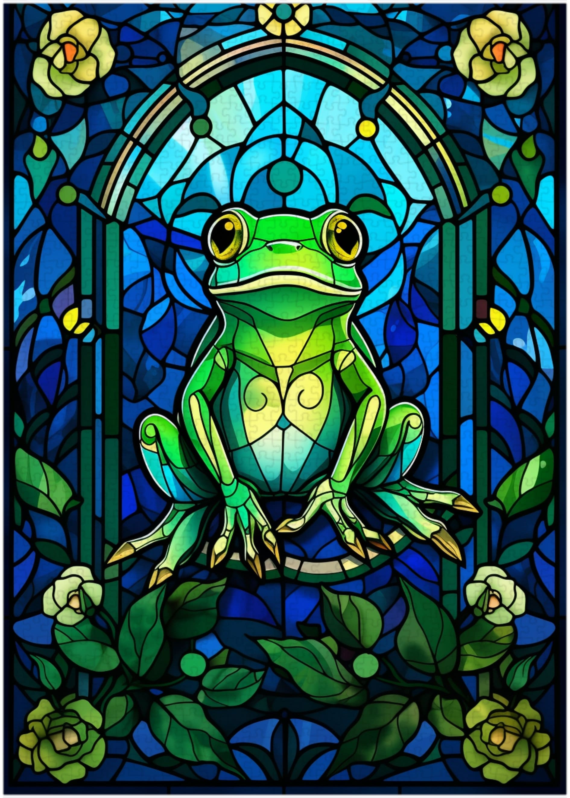 ステンドグラスのカエルのジグソーパズル 300/500/1000ピース - Etsy 日本