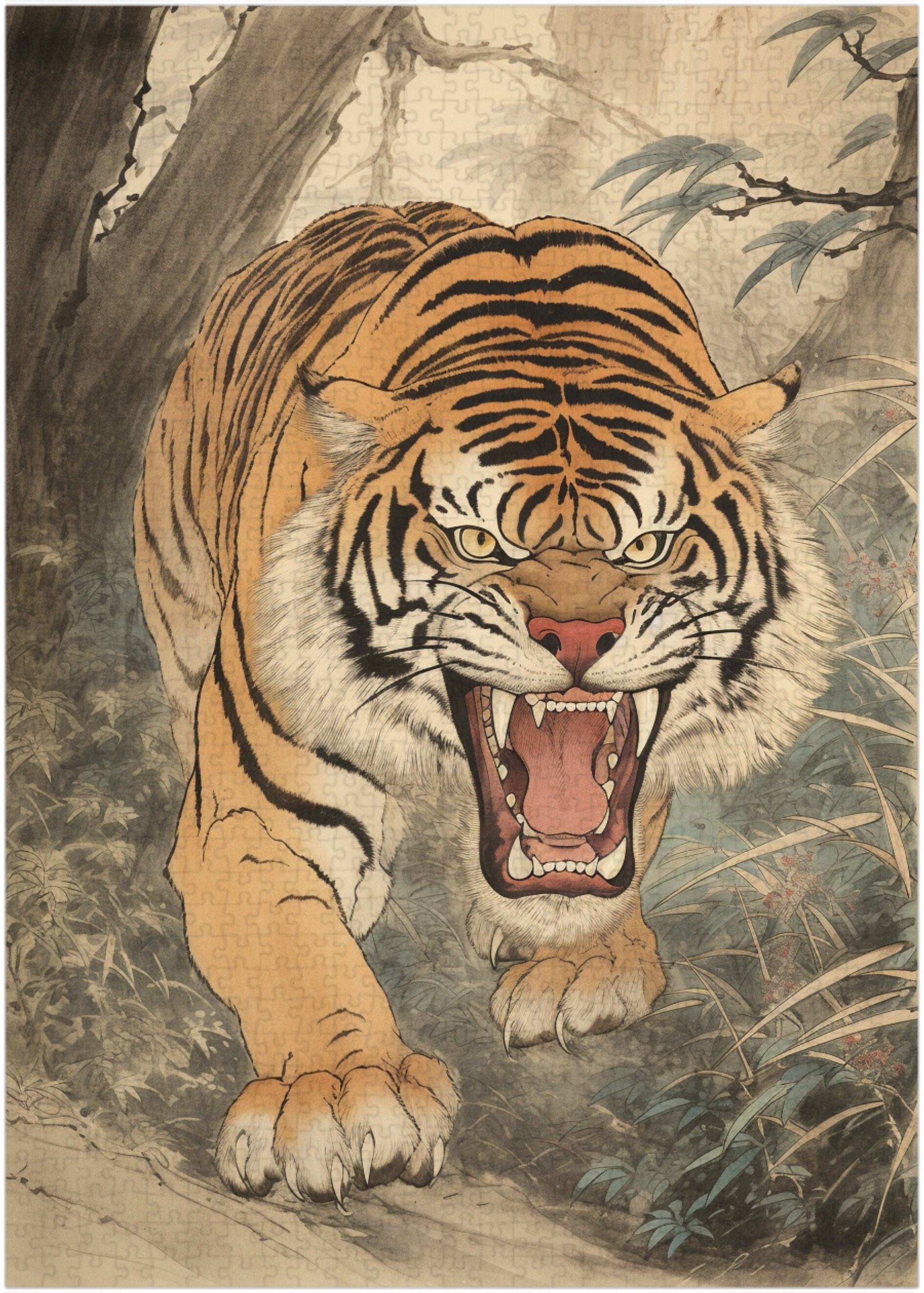 絵画 Tiger Ukiyo-e Tiger Japanese Print Jigsaw Puzzle 300/500/1000
