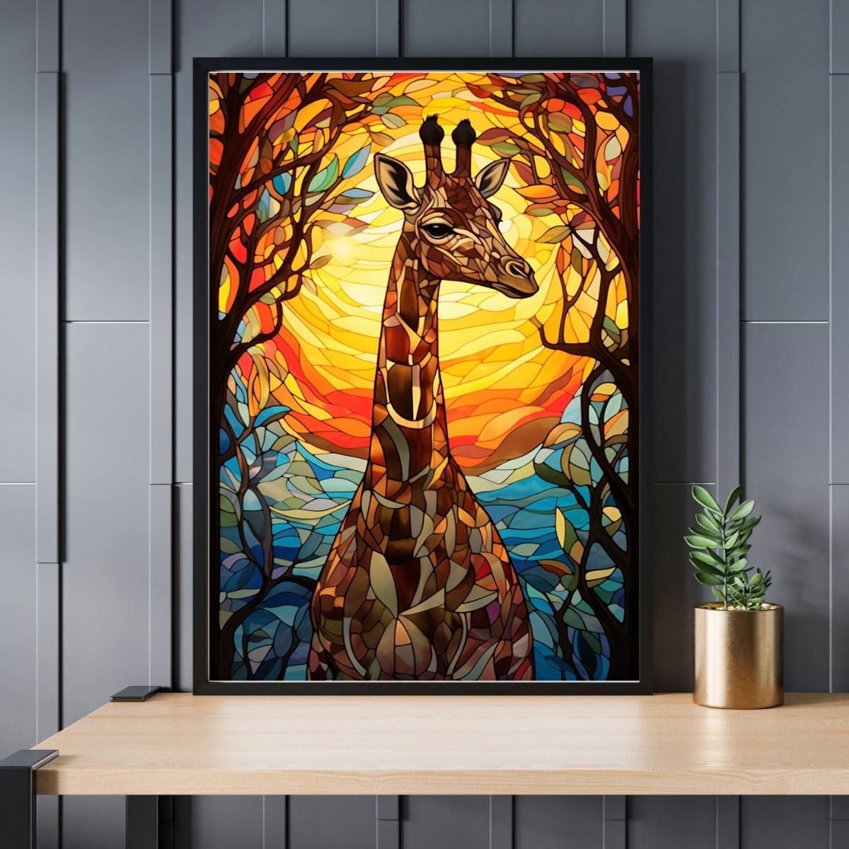 Stained Glass Masai Giraffe Jigsaw Puzzle 300/500/1000 Piece