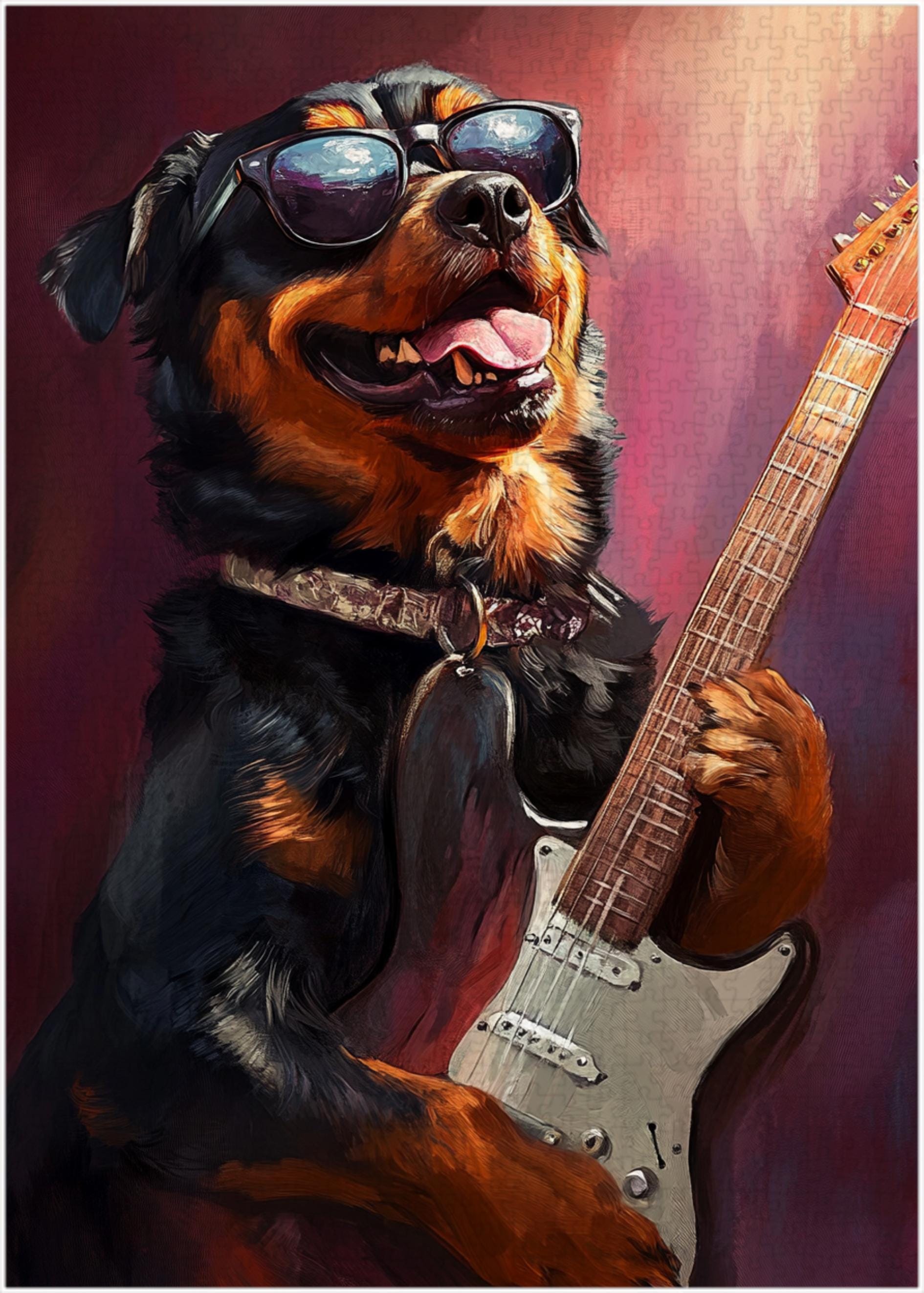 Rottweiler Rock Star Jigsaw Puzzle: Musician Dog Art - Etsy