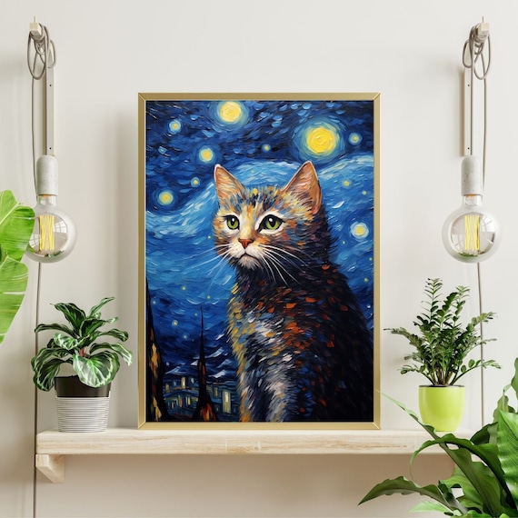 星空の夜のエキゾチックな猫のジグソーパズル 300/500/1000ピース