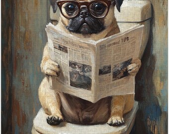 ★ pug★ Pug on Toilet Jigsaw Puzzle 300/500/1000 Piece - Quirky Dog