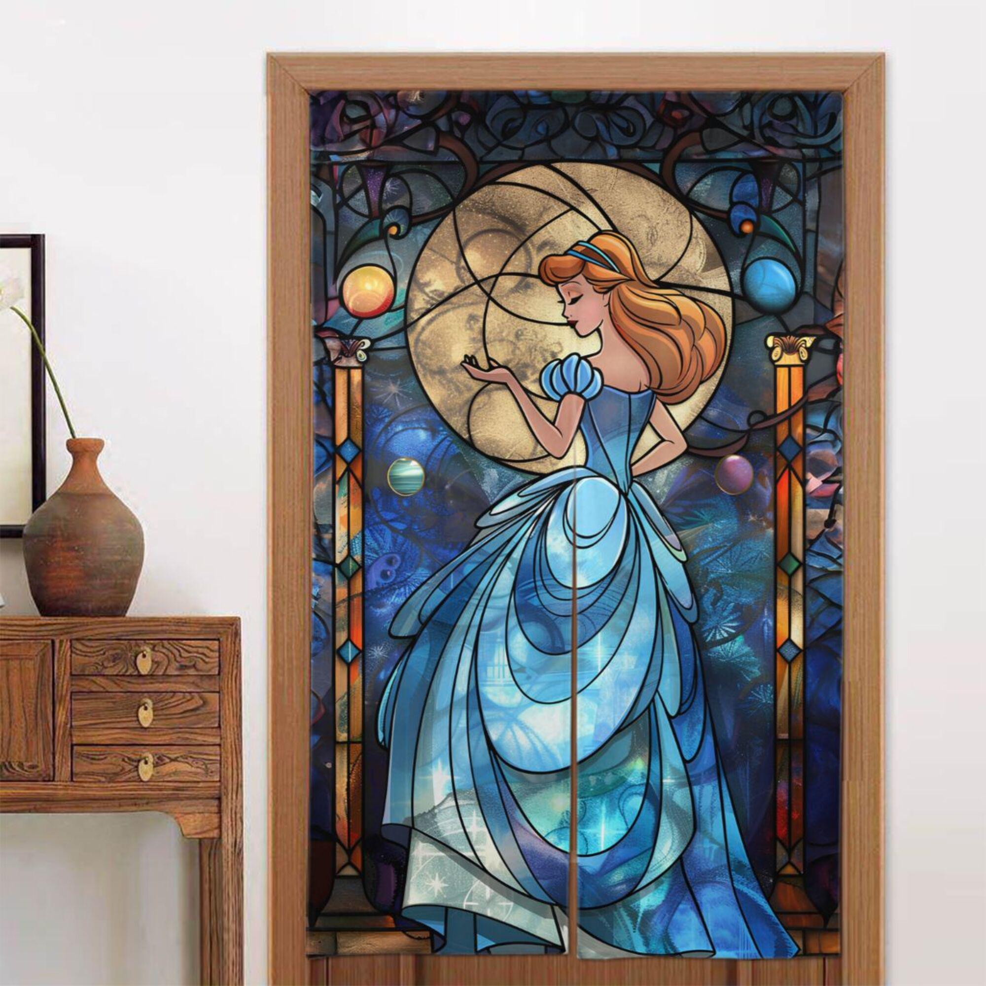 ステンドグラス プリンセスシンデレラ 玄関カーテン (86×143 cm