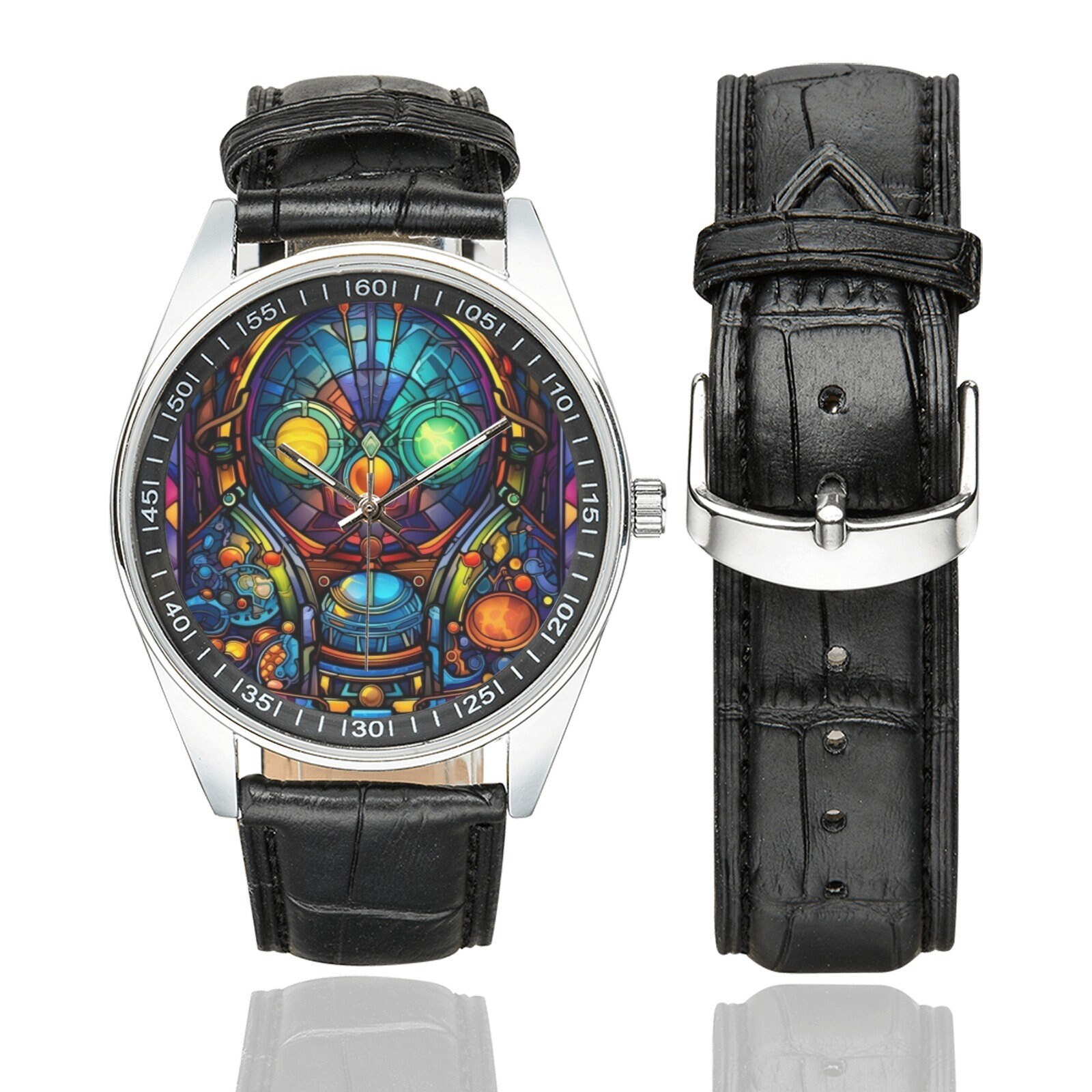 Pinball Watch Stained Glass Pinball Machine Watch: Black Leather Band - Etsy