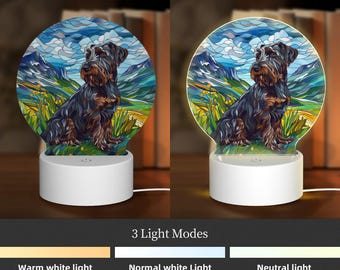 Stained Glass Miniature Schnauzer Night Light: LED Dog Decor - Etsy