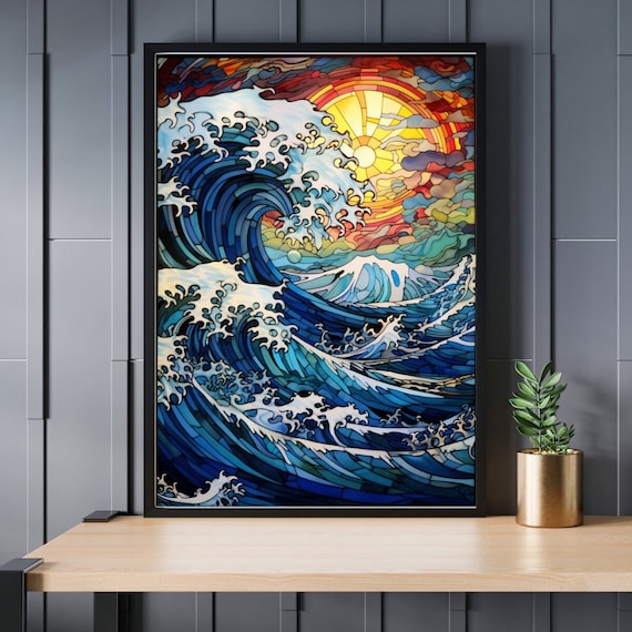 ステンドグラス 神奈川沖浪裏 ジグソーパズル 300/500/1000ピース