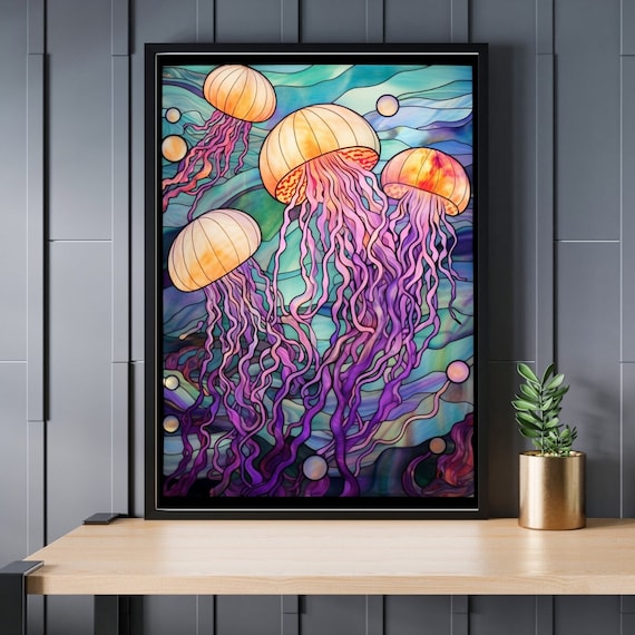 ステンドグラス クラゲ ジグソーパズル 300/500/1000ピース - Etsy 日本