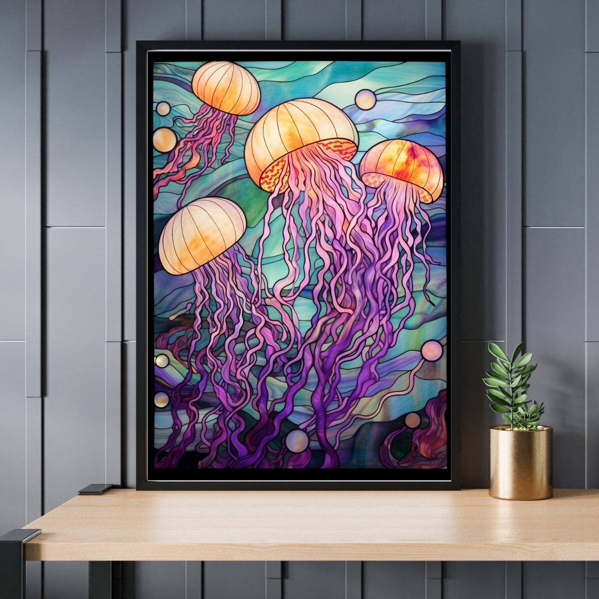 グラスアート 景色 ツツジ咲く新緑の奥入瀬渓流 三乱の流れ インテリアアートポスター