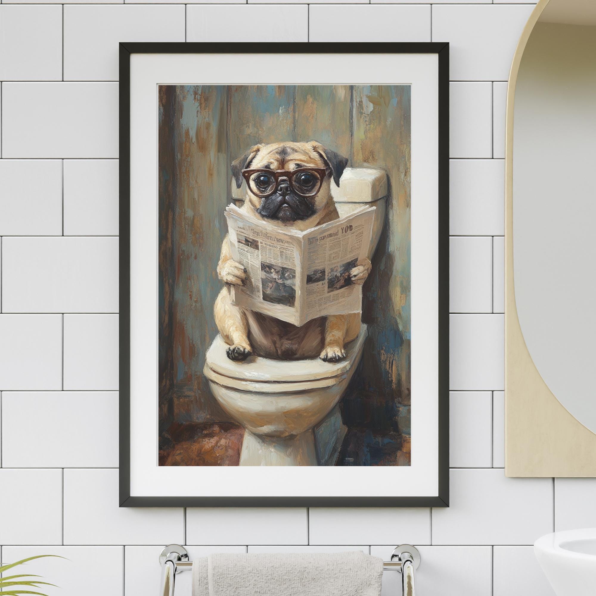 ★ pug★ Pug on Toilet Jigsaw Puzzle 300/500/1000 Piece - Quirky Dog