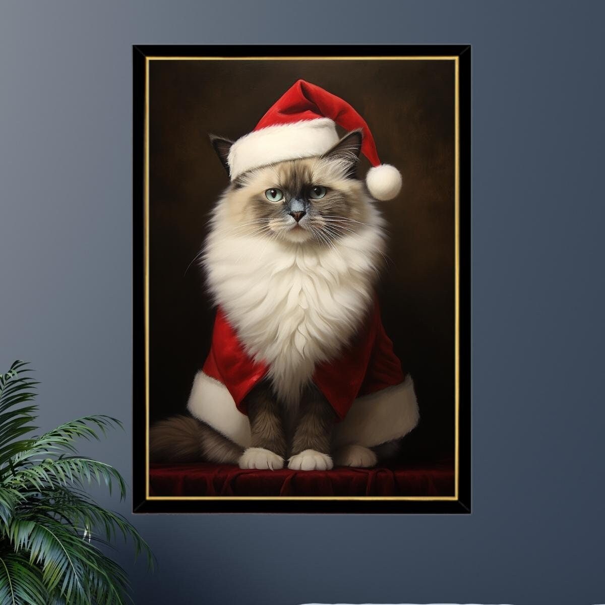 Santa Ragdoll Jigsaw Puzzle 300/500/1000 Piece - Pet Santa Costume Portrait Christmas Gift for Ragdoll Owner