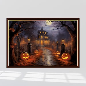 A Haunted House on Halloween Night Jigsaw Puzzle 300/500/1000 Piece, Holiday Puzzle for Halloween