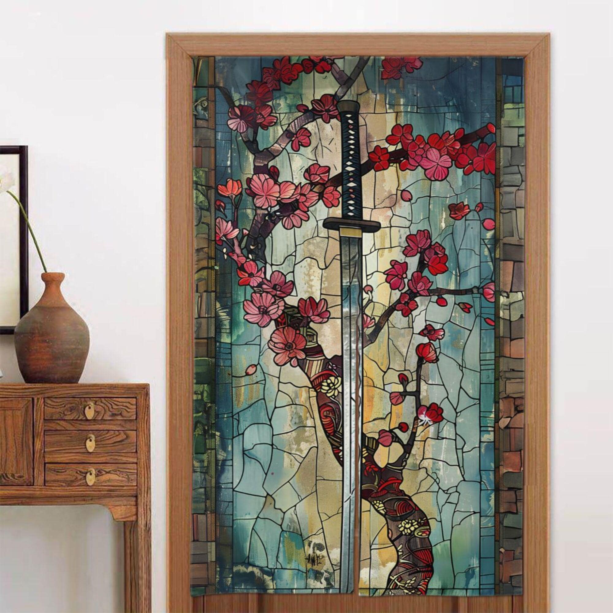 Stained Glass Japanese Sword Doorway Curtain (86×143cm) - Etsy