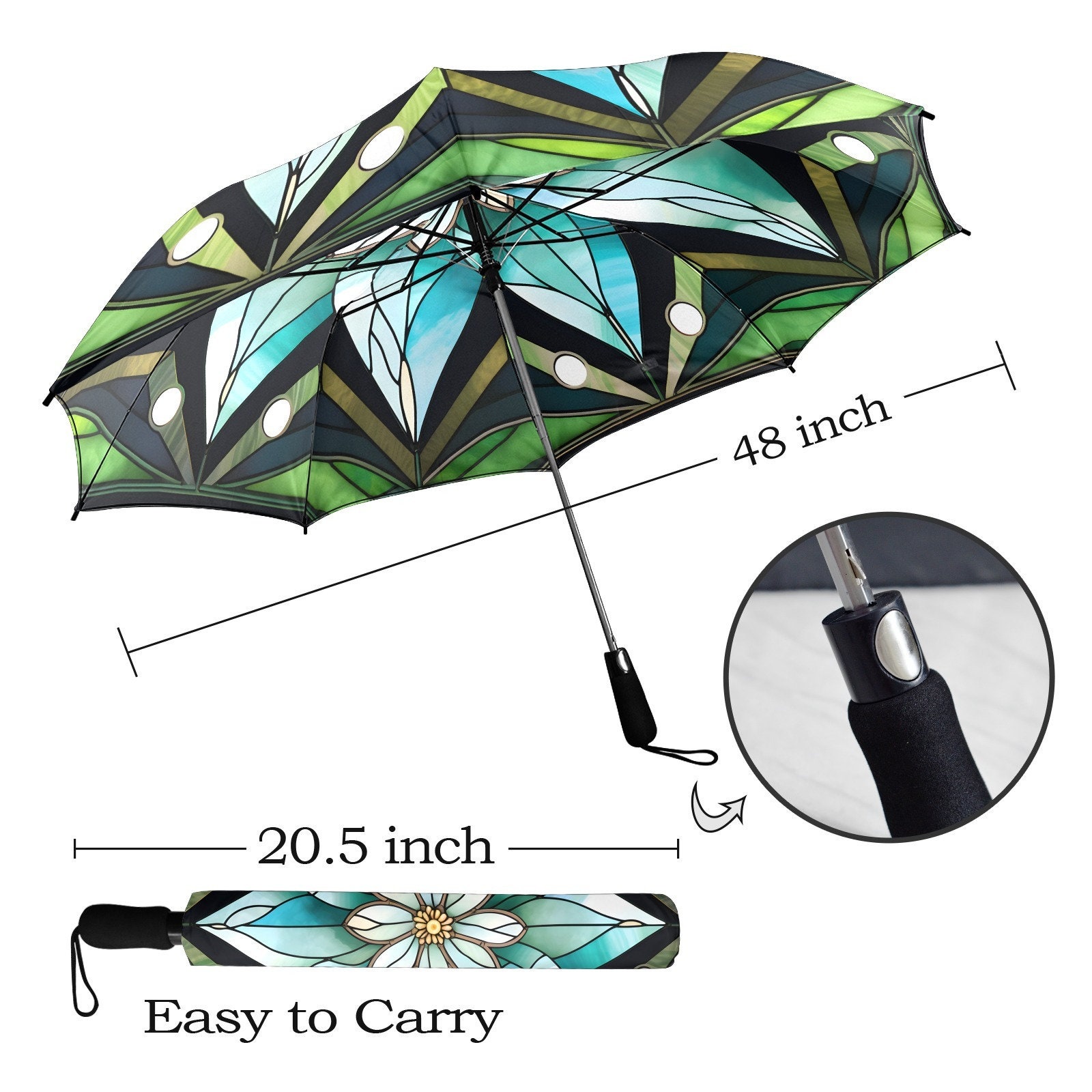 Starfish Pattern Print Automatic Foldable Umbrella