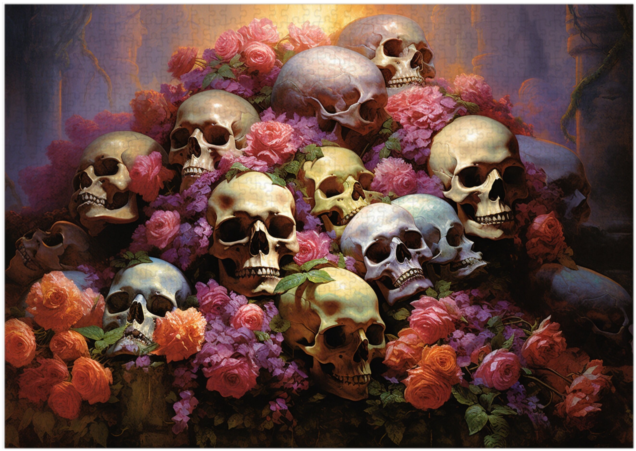 Flowers and Skulls Jigsaw Puzzle 300/500/1000 Piece - Etsy