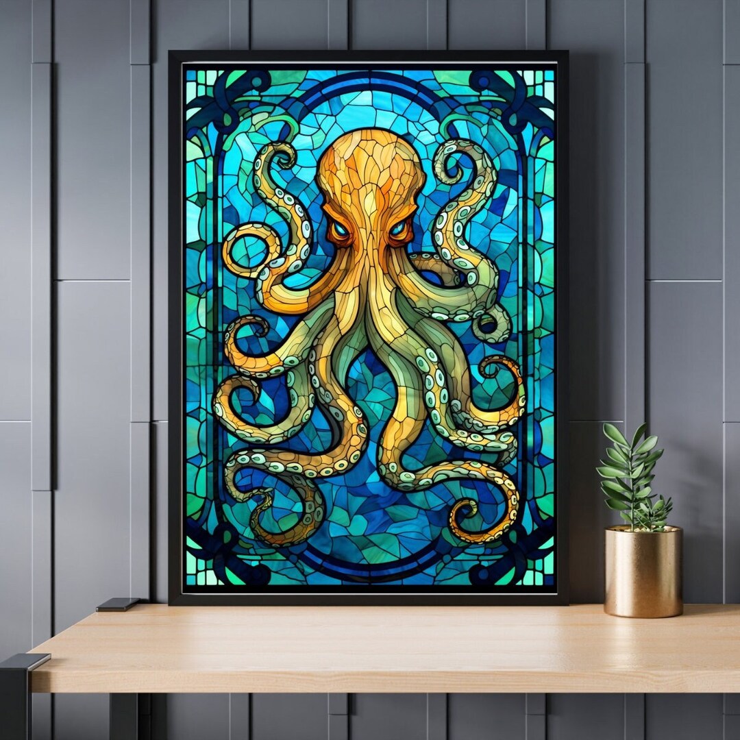Stained Glass Octopus Jigsaw Puzzle 300/500/1000 Piece Etsy
