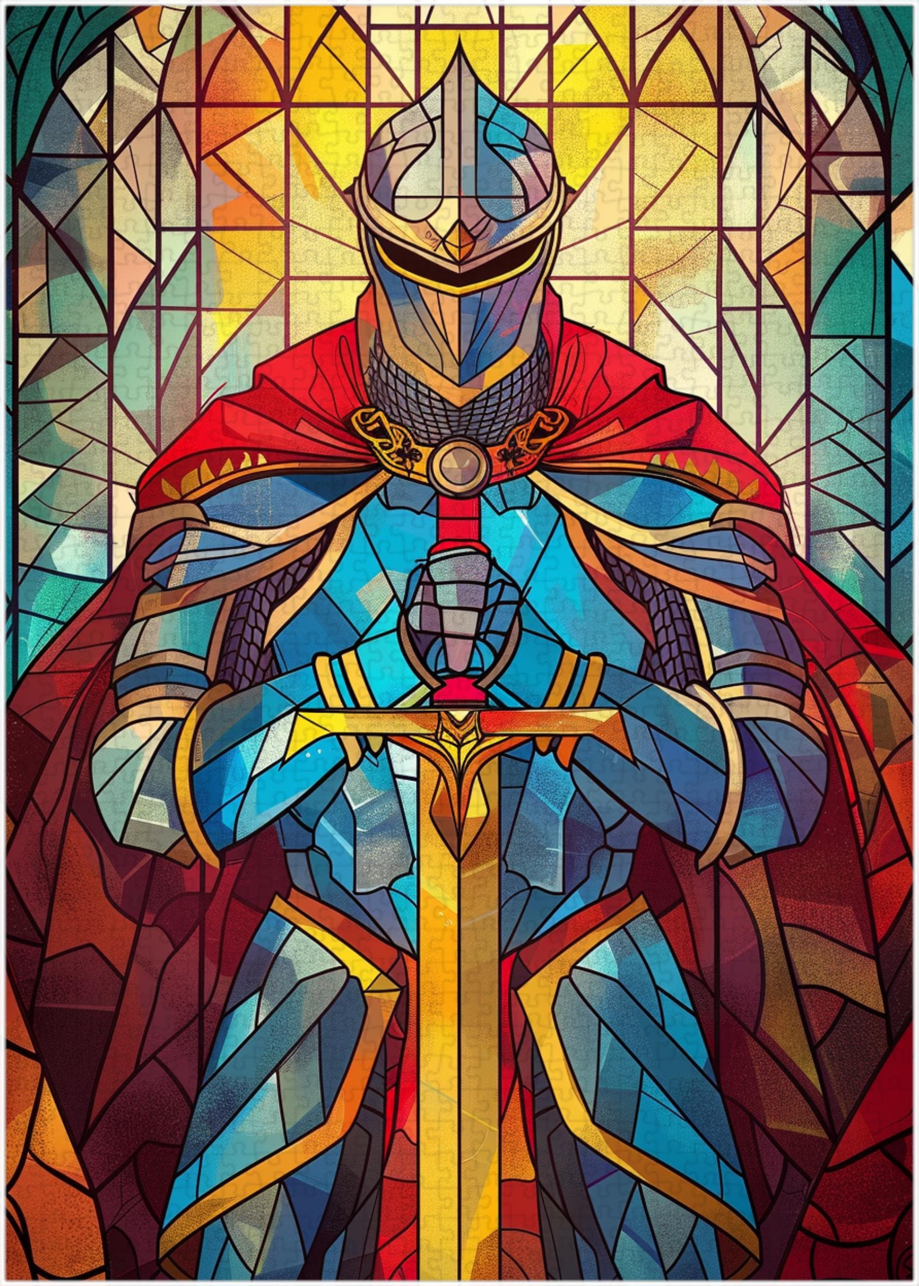 Stained Glass Medieval Knight Jigsaw Puzzle 300/500/1000 Piece - Etsy