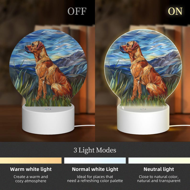 Stained Glass Pattern Rhodesian Ridgeback Rhodesian Ridgeback Stained Glass Night Light: LED Dog Decor - Etsy
