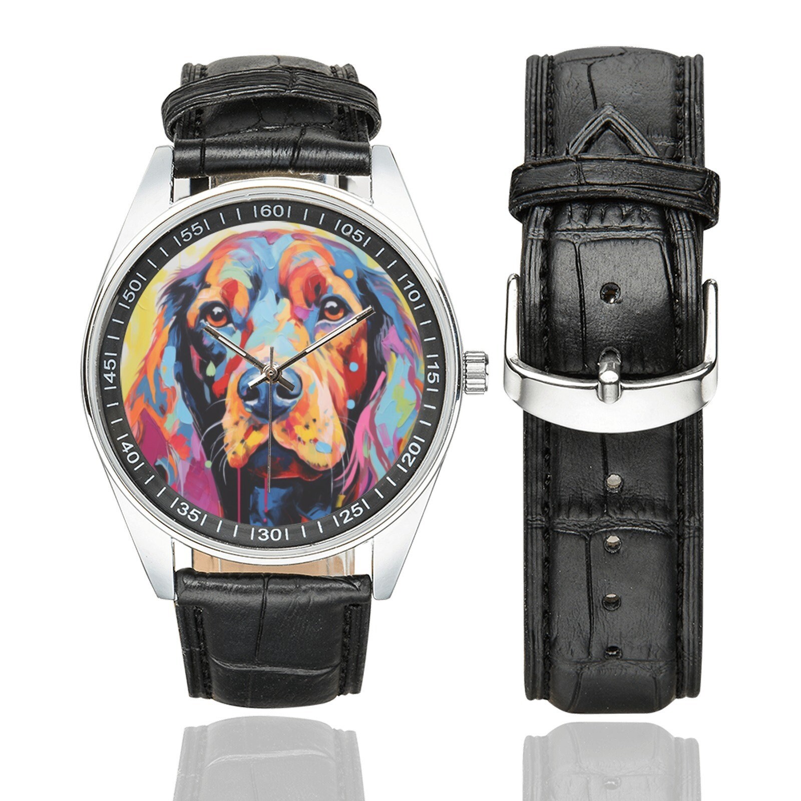 Modernist English Cocker Spaniel Watch: Black Leather Band - Etsy