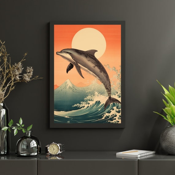 Ukiyo-e Dolphin Japanese Print Jigsaw Puzzle 300/500/1000