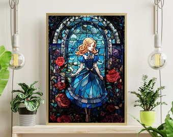 Stained Glass Alice in Wonderland Jigsaw Puzzle 300/500/1000